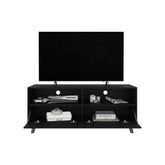 Patrick Tv Stand With 2 Doors And Open Storage Shelves, Modern Entertainment Center, Black