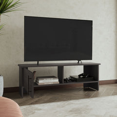 Navia 47" Wide Tv Stand with One Door Cabinet and Open Shelf for Living Room, Entertainment Center Dark Walnut