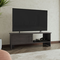 Navia 47" Wide Tv Stand with One Door Cabinet and Open Shelf for Living Room, Entertainment Center Dark Walnut