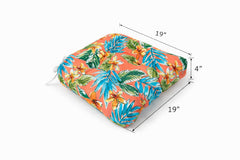 Outdoor Chair Cushions Set of 2, 19 x 19 x 4 Inch Tufted Seat Cushions with Ties, Waterproof Patio Chair Pads for Dining Chairs, Garden & Outdoor Furniture-Bright Coral Pink