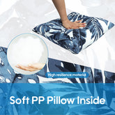 2 Pack Outdoor Throw Pillows, Waterproof & Fade-Resistant Patio Cushions for Garden, Porch, Poolside Furniture - Soft & Comfortable Decorative Pillow (18x18 Inch, Blue Big leaf)