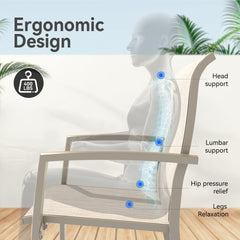VRSHWO Garden Patio Chairs Set of 2, Weather Metal Outdoor Dining Chairs , Garden, Poolsides, Cream Color Frame