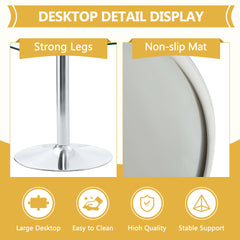 A glass tabletop with 71*35.4 inches and a modern minimalist circular dining table with electroplated silver metal legs. Suitable for restaurants, living rooms.