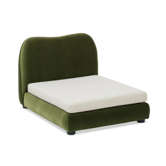 Roman Upholstered Modern Pet Bed, Small to Medium Dog or Cat Olive Green Performance Velvet