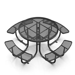 46-Inch Black Round Picnic Table with Umbrella Hole