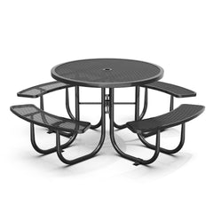 46-Inch Black Round Picnic Table with Umbrella Hole