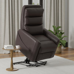 Faux Leather Power Lift Chair in Bentley Dark Brown