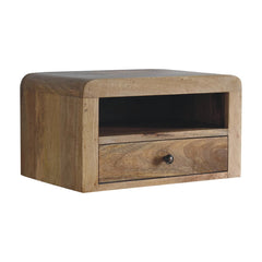 Chunky Floating Bedside,1-Drawer, 1 Open Slot, Oak-ish, Light Brown