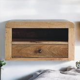 Chunky Floating Bedside,1-Drawer, 1 Open Slot, Oak-ish, Light Brown