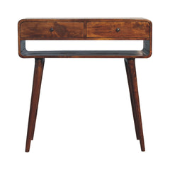 Sonata Chestnut Console Table, Nordic Legs, 2-Drawers, Open Slot, Brown