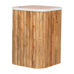 Artisan Furniture Solid Wood Oakish Marble Side Table