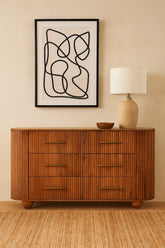 Solid Wood Ridgefront Chest – Amber Oak,6-Drawers