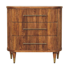 Solid Wood Emerson Ribbed 4-Drawer Chest,Brown,3-Drawers