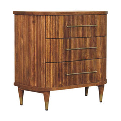 Solid Wood Emerson Ribbed 4-Drawer Chest,Brown,3-Drawers