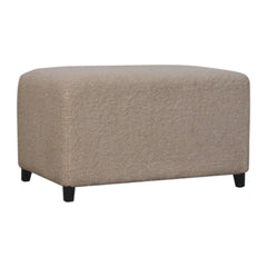 Solid Wood Bliss Cream Bouclé Ottoman