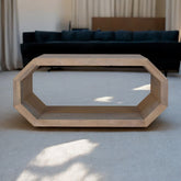 Solid Wood Hexagonal Marble Coffee Table, White