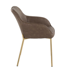Daniella Contemporary Dining Chair in Gold Metal and Espresso Faux Leather by LumiSource - Set of 2