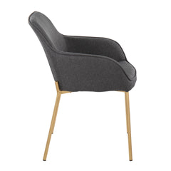Daniella Contemporary Dining Chair in Gold Metal and Charcoal Fabric by LumiSource - Set of 2