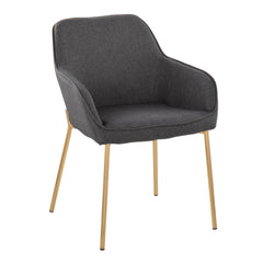 Daniella Contemporary Dining Chair in Gold Metal and Charcoal Fabric by LumiSource - Set of 2
