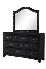 Sophia Modern Style Crystal Tufted Upholstery 7-Drawer Dresser finished with Velvet Fabric made with Wood in Black, (INCLUDES DRESSER-MIRROR NOT INCLUDED) same asG150108573 (NJ inventory)