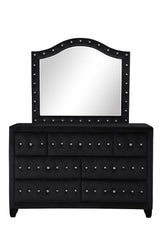 Sophia Modern Style Crystal Tufted Upholstery 7-Drawer Dresser finished with Velvet Fabric made with Wood in Black, (INCLUDES DRESSER-MIRROR NOT INCLUDED) same asG150108573 (NJ inventory)