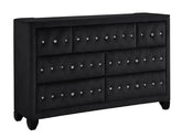 Sophia Modern Style Crystal Tufted Upholstery 7-Drawer Dresser finished with Velvet Fabric made with Wood in Black, (INCLUDES DRESSER-MIRROR NOT INCLUDED) same asG150108573 (NJ inventory)