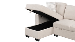 Pinto Modern Style Sectional Sofa Made with wood and Velvet Material in Beige (CA Inventory)