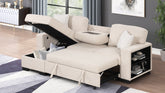 Pinto Modern Style Sectional Sofa Made with wood and Velvet Material in Beige (CA Inventory)