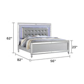 STERLING Full 4 PC LED Bedroom set made with wood in Silver Color (CA INVENTORY)