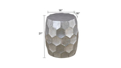 ET101 Modern Contemporary Aluminum material 21" Height End Table, Side Table with Glossy Diamond-Patterned Base Antique Silver same as B009P295930 (CA inventory)