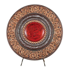 21" Diameter Polyresin Decorative Plaque, Red and Brown