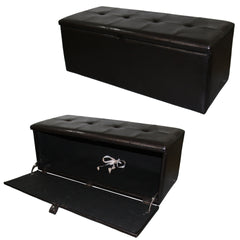 18.5" Tall Leather Upholstered Leather Storage Bench, Brown