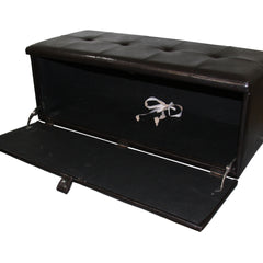 18.5" Tall Leather Upholstered Leather Storage Bench, Brown