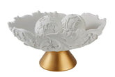 8.75" Alba White / Gold Baroque Scroll Bowl w/ Spheres