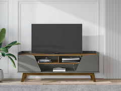 TV Stand in Dark Sage Gray and Brown