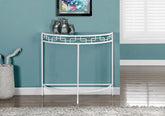 Accent Table, Console, Entryway, Narrow, Sofa, Living Room, Bedroom, Clear Tempered Glass, White Metal, Contemporary, Modern