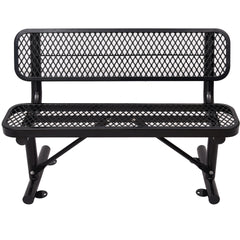 4 ft. Outdoor Steel Bench with Backrest BLACK