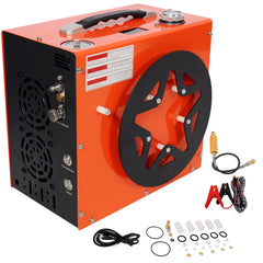 PCP Air Compressor, 4500PSI/30Mpa Portable PCP Airgun Compressor Built-in Water and Fan Cooling System, Auto-Stop; DC12V/AC120V Paintball Tank Compressor for Air Rifle, Diving Bottle