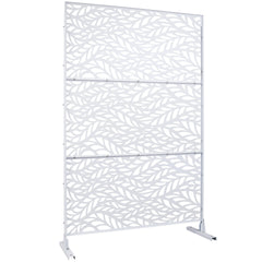Outdoor & Indoor Privacy Screen Metal Privacy Screen 76" H×48" W, Freestanding Decorative Privacy Screen for Deck Balcony Patio, Privacy Fence Panels for Outside Lawn Garden PS110 WHITE