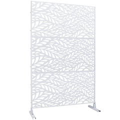 Outdoor & Indoor Privacy Screen Metal Privacy Screen 76" H×48" W, Freestanding Decorative Privacy Screen for Deck Balcony Patio, Privacy Fence Panels for Outside Lawn Garden PS110 WHITE