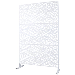 Outdoor & Indoor Privacy Screen Metal Privacy Screen 76" H×48" W, Freestanding Decorative Privacy Screen for Deck Balcony Patio, Privacy Fence Panels for Outside Lawn Garden PS110 WHITE