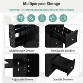 Contemporary Black Bathroom Vanity Cabinet - 36x18x34 inches, 4 Drawers & 1 Cabinet Door, Multipurpose Storage, Resin Integrated Sink, Adjustable Shelves, Solid Wood Frame with MDF