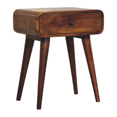 Avora Chestnut Nightstand with 1-Drawer, Nordic Legs, Brown