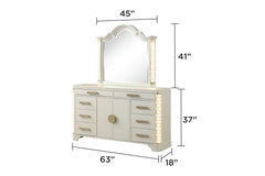 Jasmine Mirror with side LED lightning made with Wood in Beige(INCLUDES ONLY MIRROR) same as 659436010604 (CA inventory)