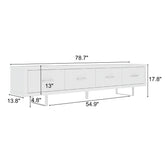 78.7" x 13.8" x 17.8" TV Stand-High Gloss White