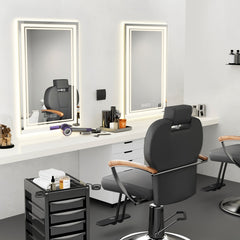 Bathroom Mirror 40" x 24" Front and Backlight, 5 Mins Defog, 5MM Full HD Reflected Wall Mounted Vanity Mirror, 3 Colors Stepless Dimmable, CRI90+, Memory Function (Plug-in/Hardwire)