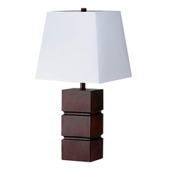 27.5" Tall Polyresin Table Lamp with Dark Cherry finish, White Fabric Shade