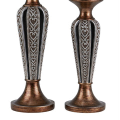 12" and 14" Tall "Everly" Candleholder, Bronze and Chrome finish (Set of 2)