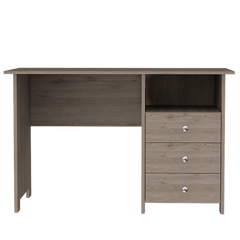 Computer Desk with Open Storage Shelf and 3-Drawers, Light Gray