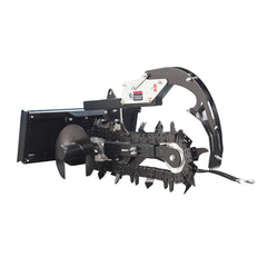 Skid Steer Trenchers Attachment with Adjustable Depth Control Foot, Universal Mount Plate